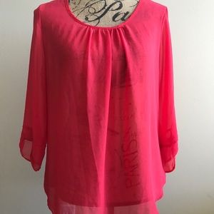 Sheer coral blouse